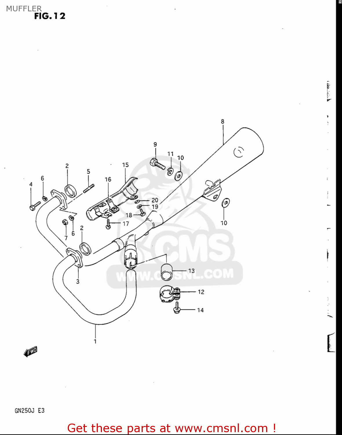 MUFFLER GN250 1988 (J) USA (E03)