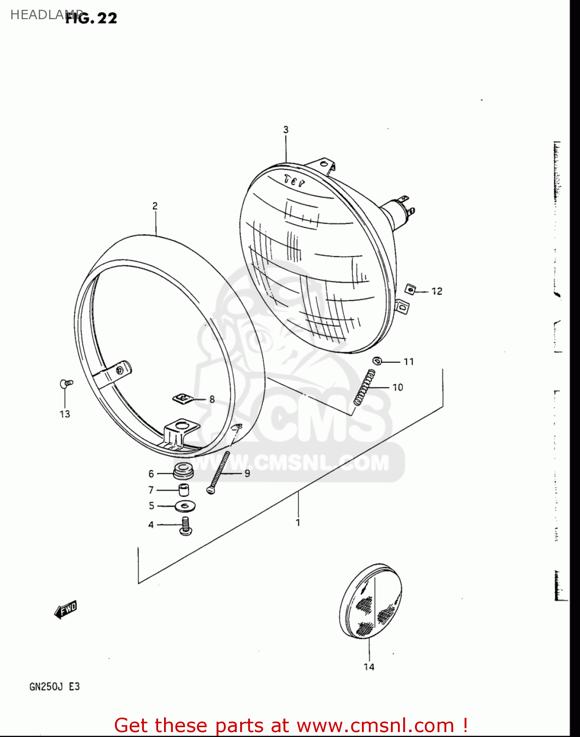 HEADLAMP GN250 1988 (J) USA (E03)