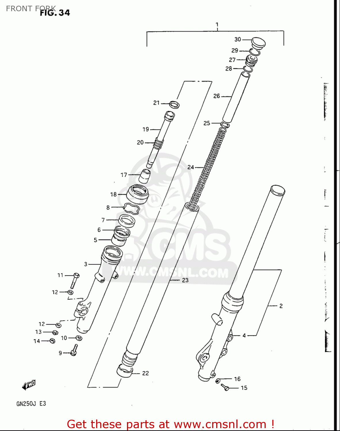 FRONT FORK GN250 1988 (J) USA (E03)