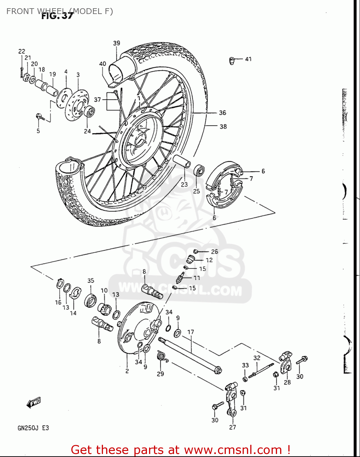FRONT WHEEL (MODEL F) GN250 1988 (J) USA (E03)