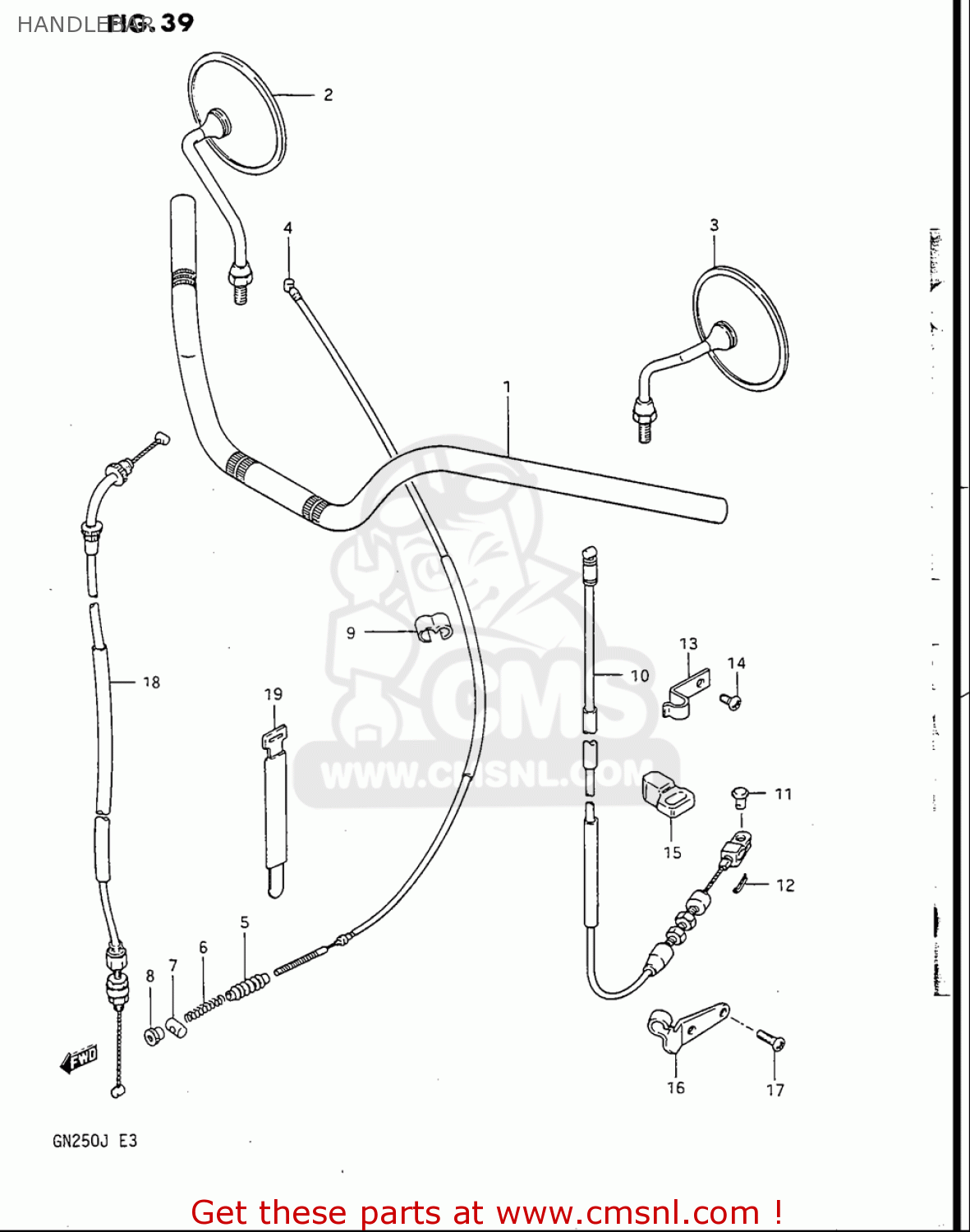HANDLEBAR GN250 1988 (J) USA (E03)