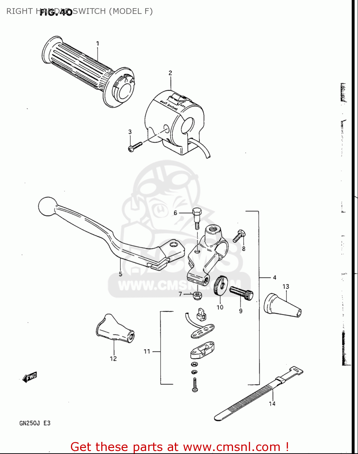 RIGHT HANDLE SWITCH (MODEL F) GN250 1988 (J) USA (E03)