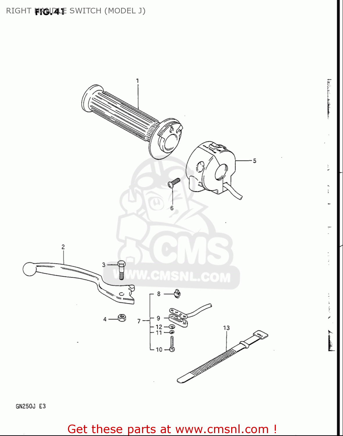RIGHT HANDLE SWITCH (MODEL J) GN250 1988 (J) USA (E03)