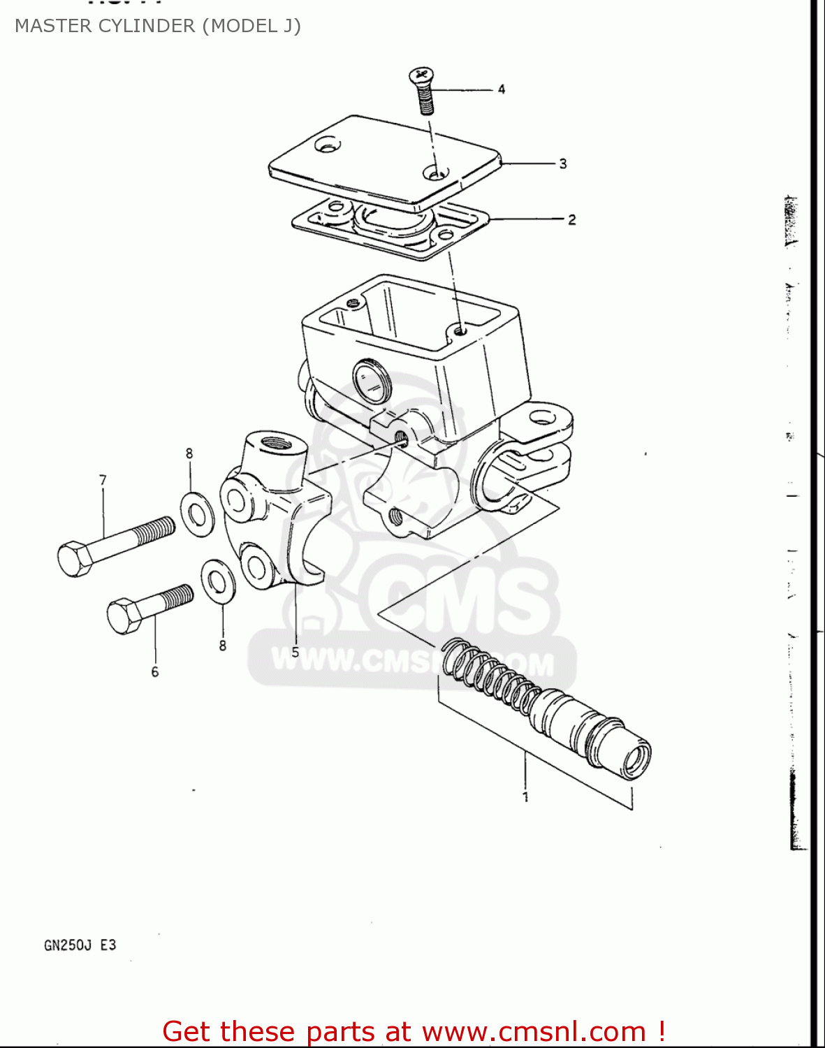 MASTER CYLINDER (MODEL J) GN250 1988 (J) USA (E03)