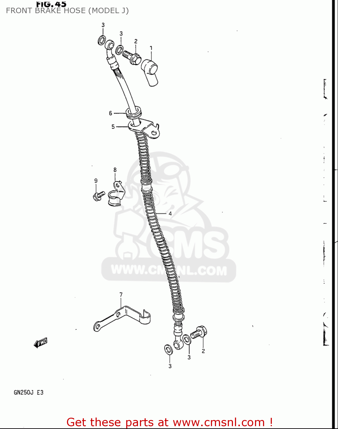 FRONT BRAKE HOSE (MODEL J) GN250 1988 (J) USA (E03)