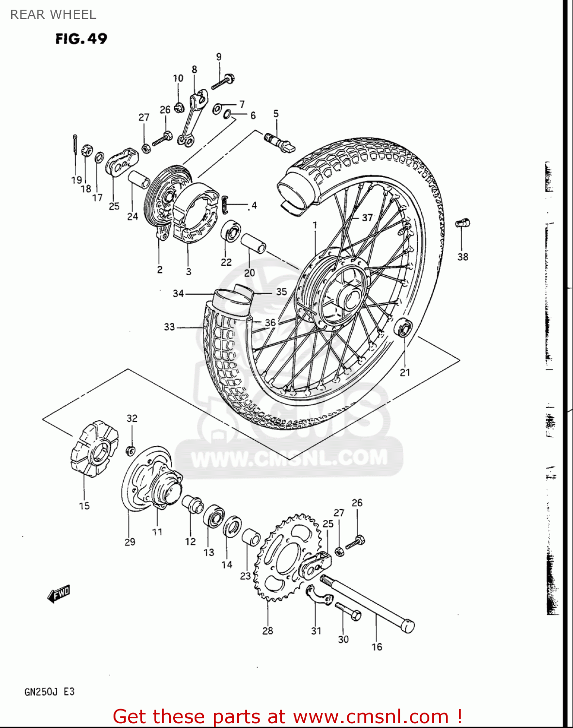 REAR WHEEL GN250 1988 (J) USA (E03)
