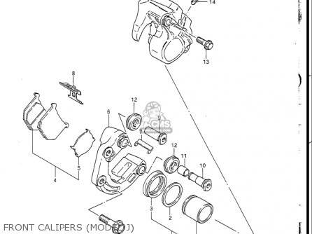FRONT CALIPERS (MODEL J) - GN250 1988 (J) USA (E03)