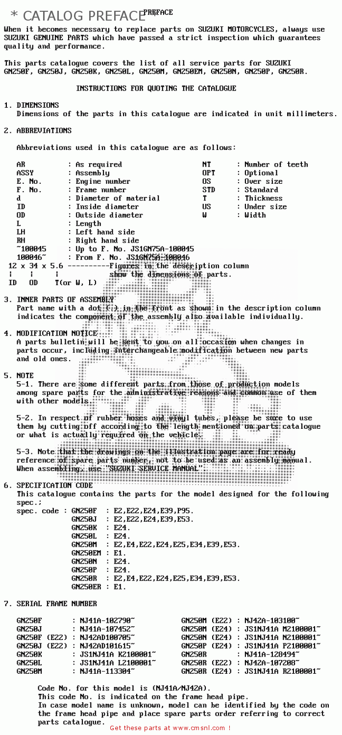 * CATALOG PREFACE * GN250 1989 (K) AUSTRALIA (E24)