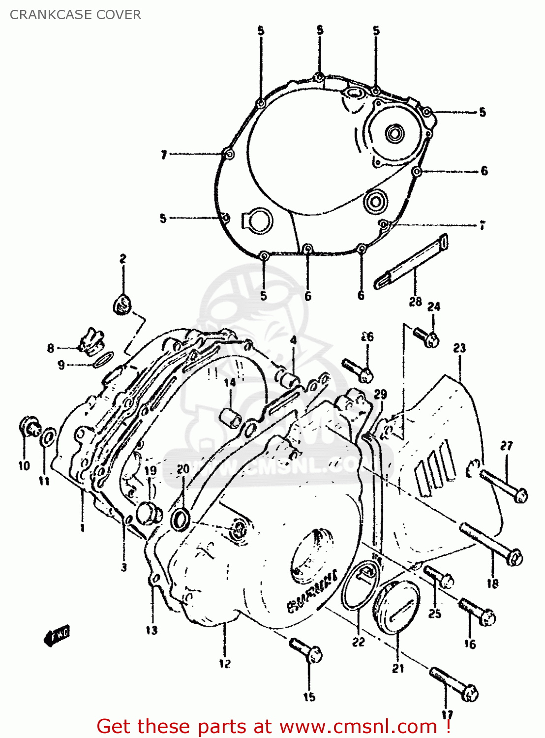 CRANKCASE COVER GN250 1991 (M) (E02 E04 E22 E24 E25 E34 E39 E53)