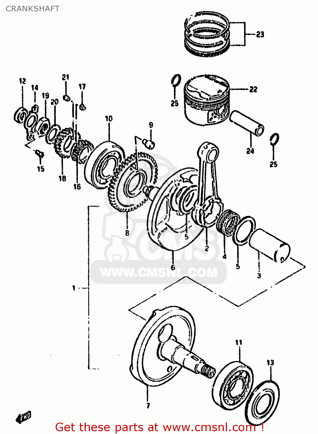 CRANKSHAFT GN250 1991 (M) (E02 E04 E22 E24 E25 E34 E39 E53)