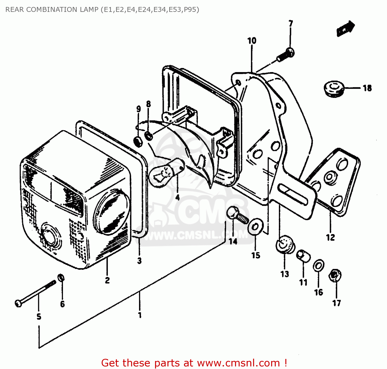 REAR COMBINATION LAMP (E1,E2,E4,E24,E34,E53,P95) GN250 1992 (N) AUSTRALIA (E24)