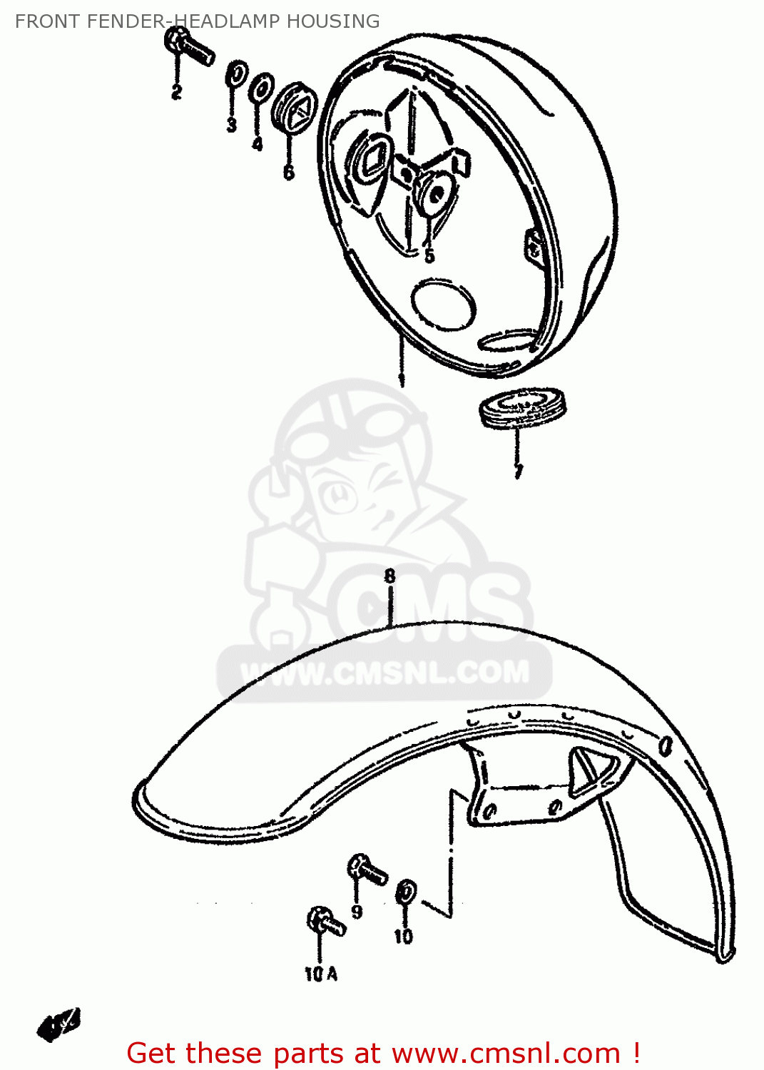 FRONT FENDER-HEADLAMP HOUSING GN250 1993 (P) AUSTRALIA (E24)