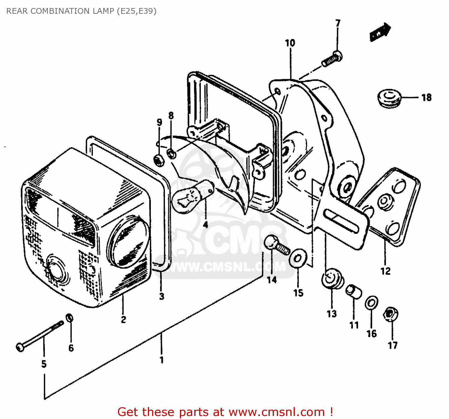 REAR COMBINATION LAMP (E25,E39) GN250 1994 (R) (E02 E04 E22 E24 E25 E34 E39 E53)