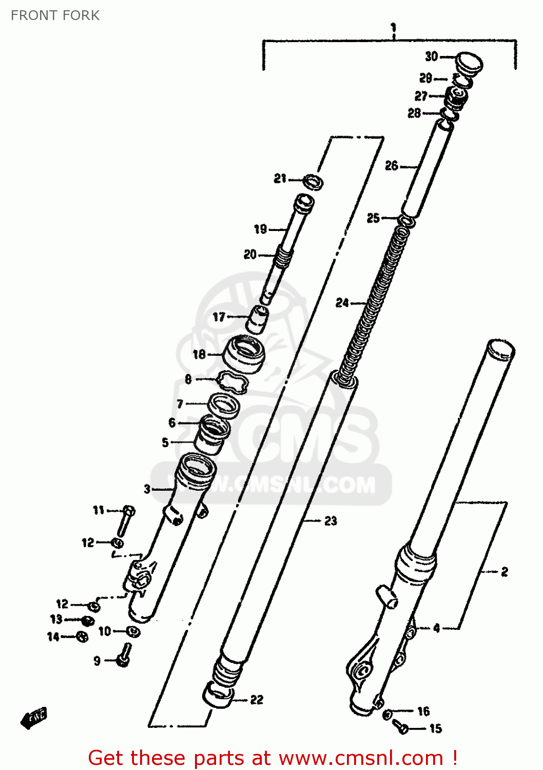 FRONT FORK GN250 1994 (R) (E02 E04 E22 E24 E25 E34 E39 E53)