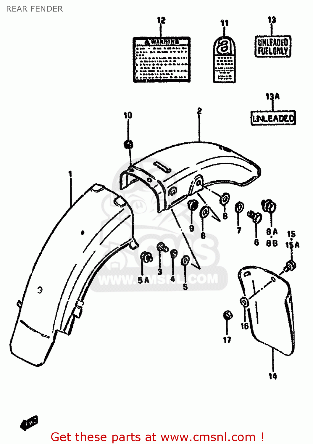 REAR FENDER GN250 1994 (R) (E02 E04 E22 E24 E25 E34 E39 E53)
