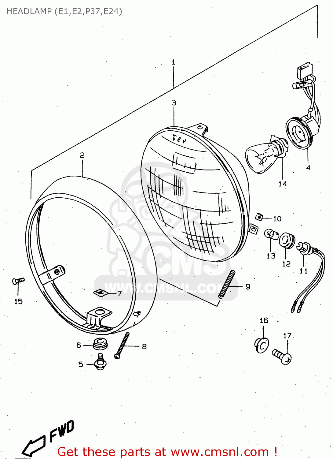HEADLAMP (E1,E2,P37,E24) GN250 1996 (T) (E02 E04 E22 E24 E25 E34 E39) / P37