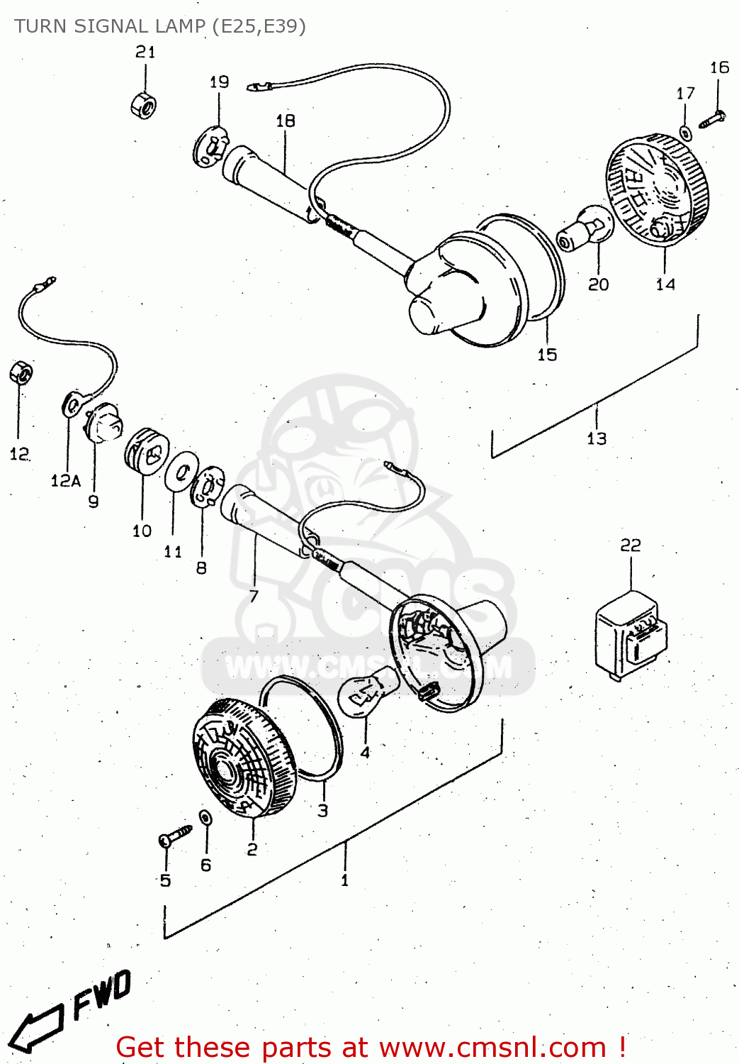 TURN SIGNAL LAMP (E25,E39) GN250 1996 (T) (E02 E04 E22 E24 E25 E34 E39) / P37