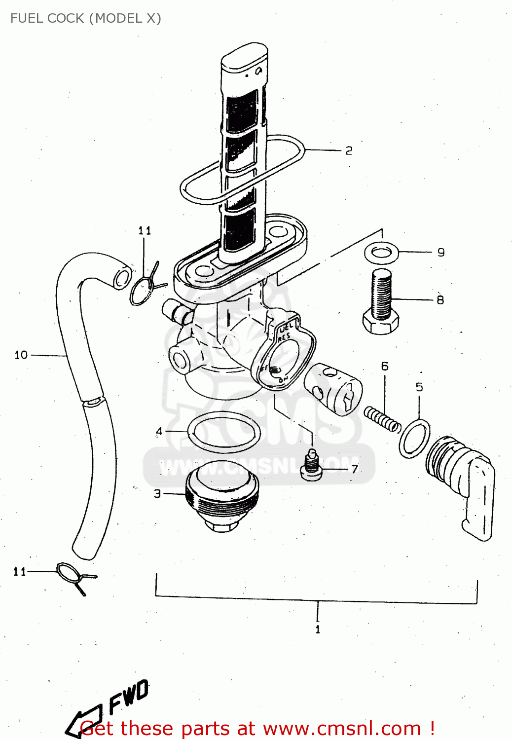 FUEL COCK (MODEL X) GN250 1996 (T) (E02 E04 E22 E24 E25 E34 E39) / P37