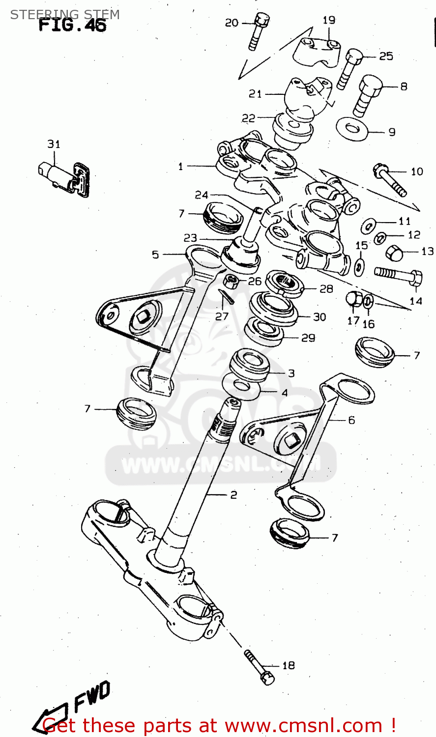 STEERING STEM GN250 1996 (T) (E02 E04 E22 E24 E25 E34 E39) / P37