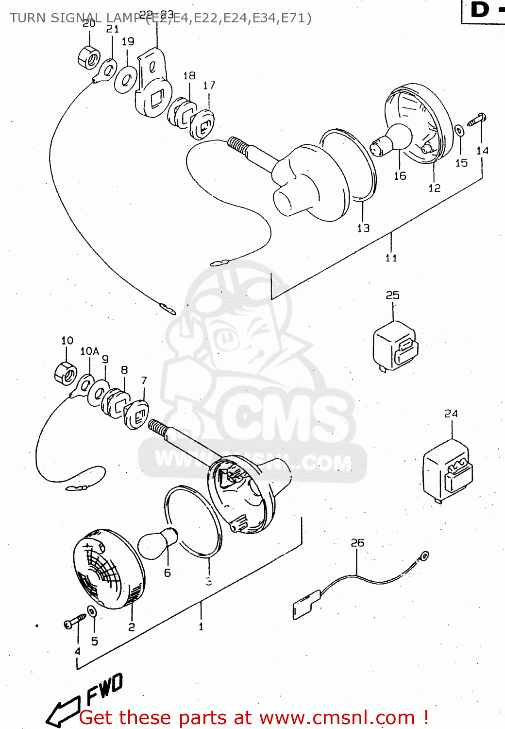 TURN SIGNAL LAMP (E2,E4,E22,E24,E34,E71) GN250 1998 (W) (E02 E04 E22 E24 E25 E34 E39)