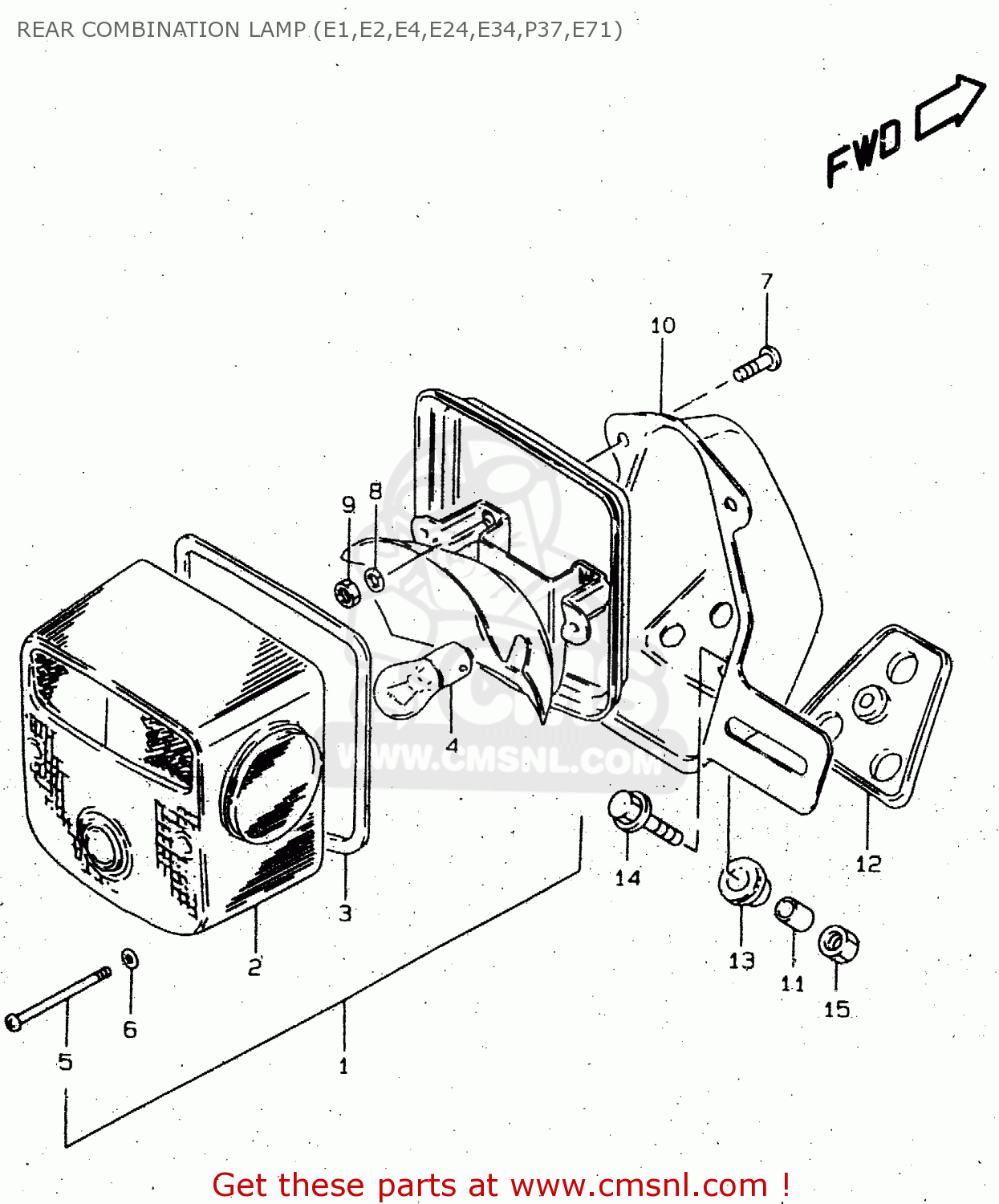 REAR COMBINATION LAMP (E1,E2,E4,E24,E34,P37,E71) GN250 1998 (W) (E02 E04 E22 E24 E25 E34 E39)