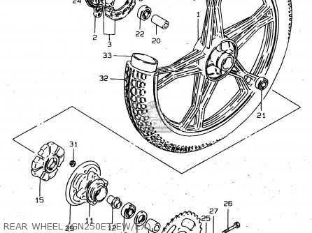 REAR WHEEL (GN250ET/EW/EX) - GN250 1998 (W) (E02 E04 E22 E24 E25 E34 E39)