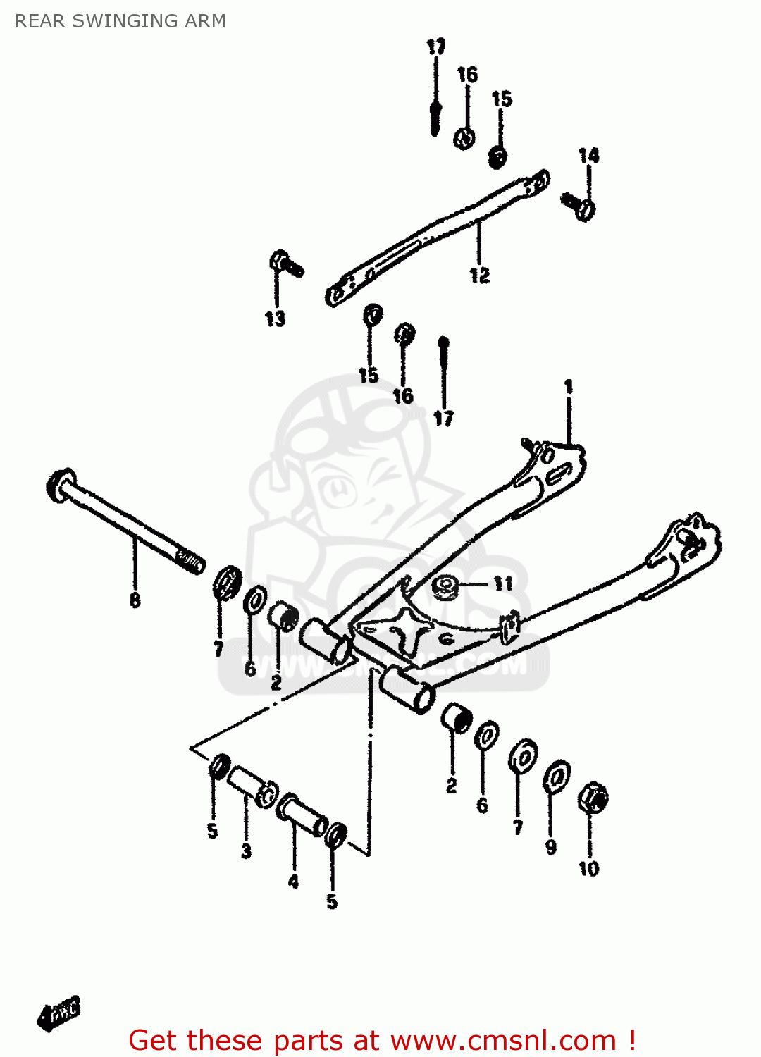 REAR SWINGING ARM GN250E 1991 (M) GENERAL (E01)