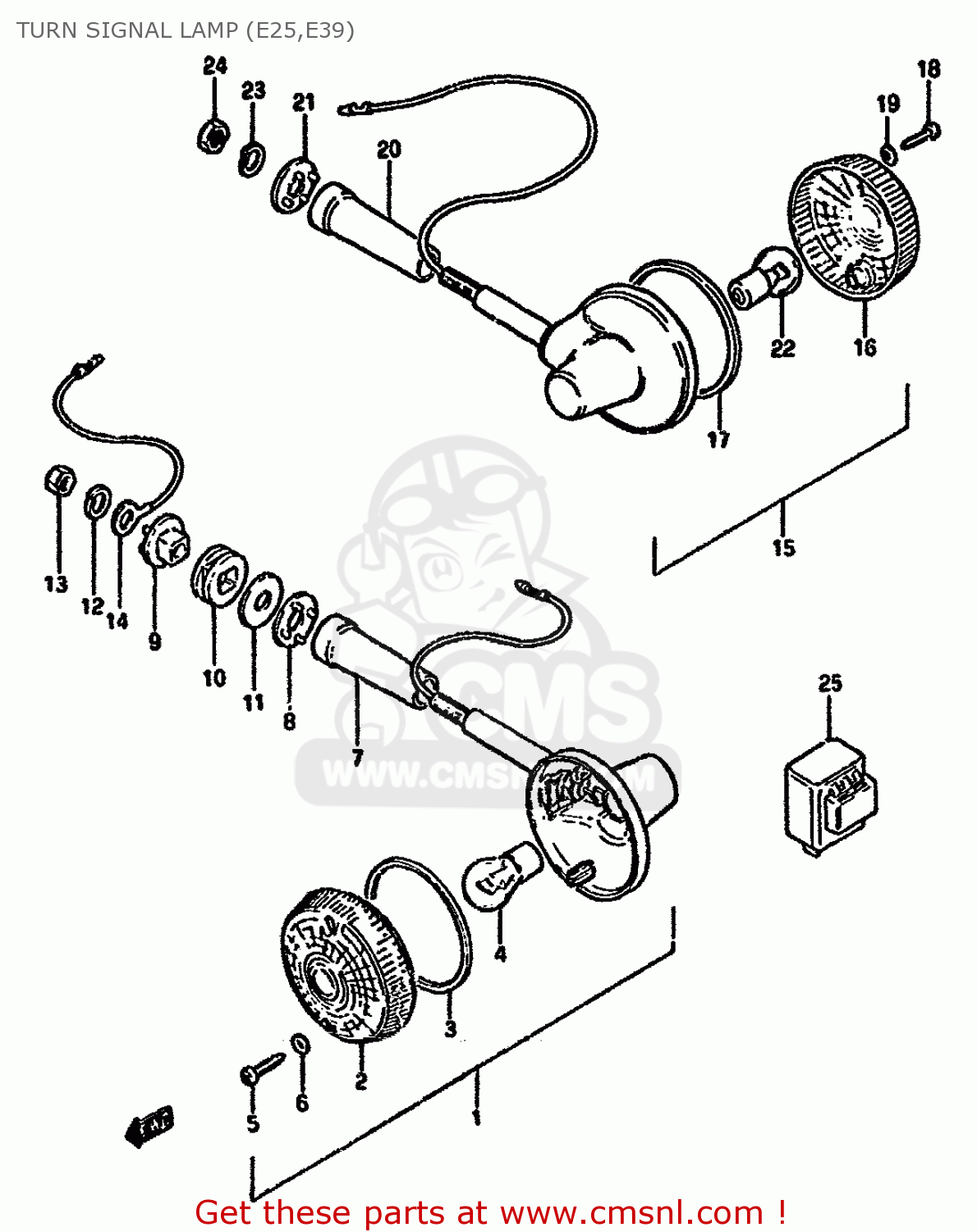TURN SIGNAL LAMP (E25,E39) GN250E 1994 (R) (E02 E04 E22 E24 E25 E34 E39 E53)