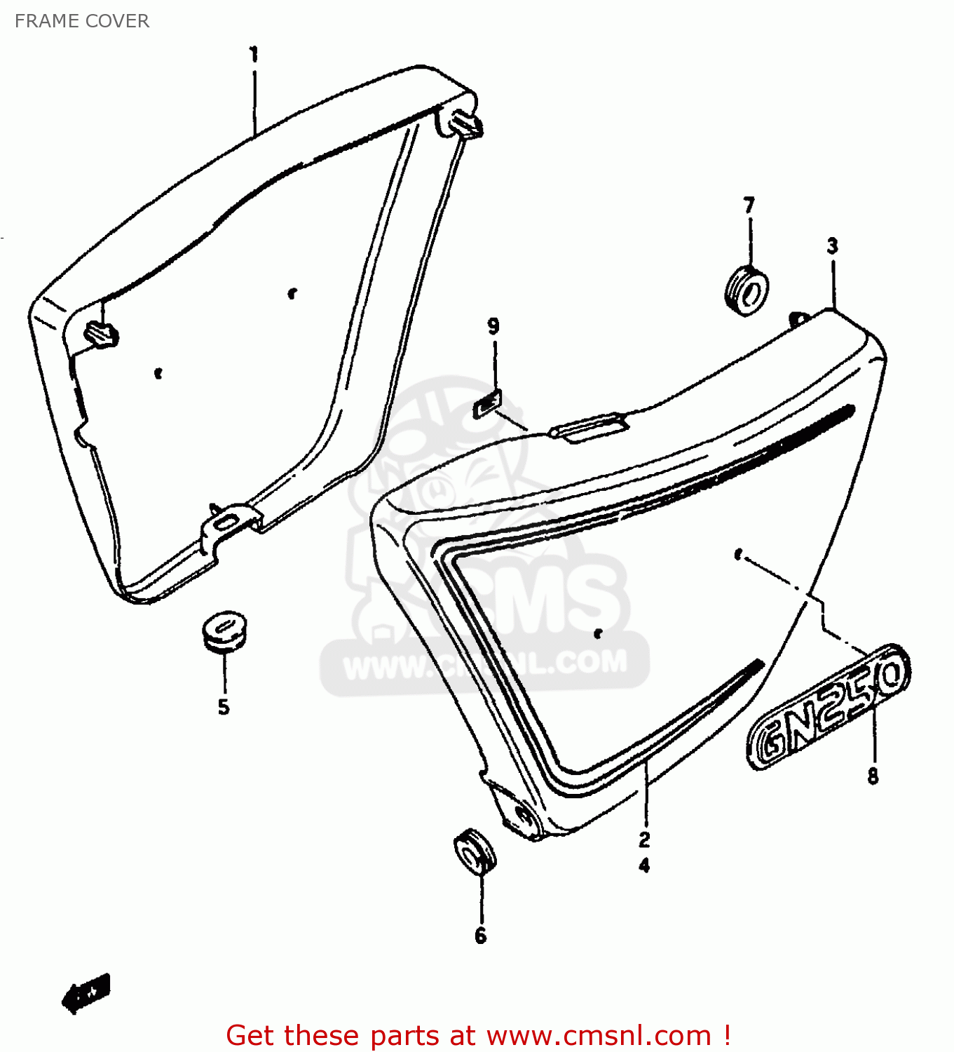 FRAME COVER GN250E 1994 (R) (E02 E04 E22 E24 E25 E34 E39 E53)