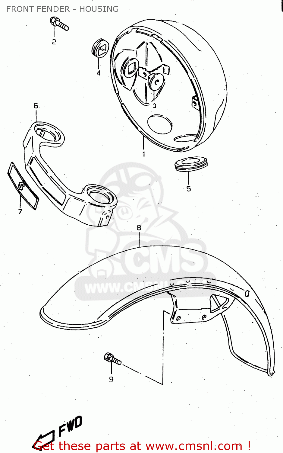 FRONT FENDER - HOUSING GN250E 1996 (T) GENERAL (E01)