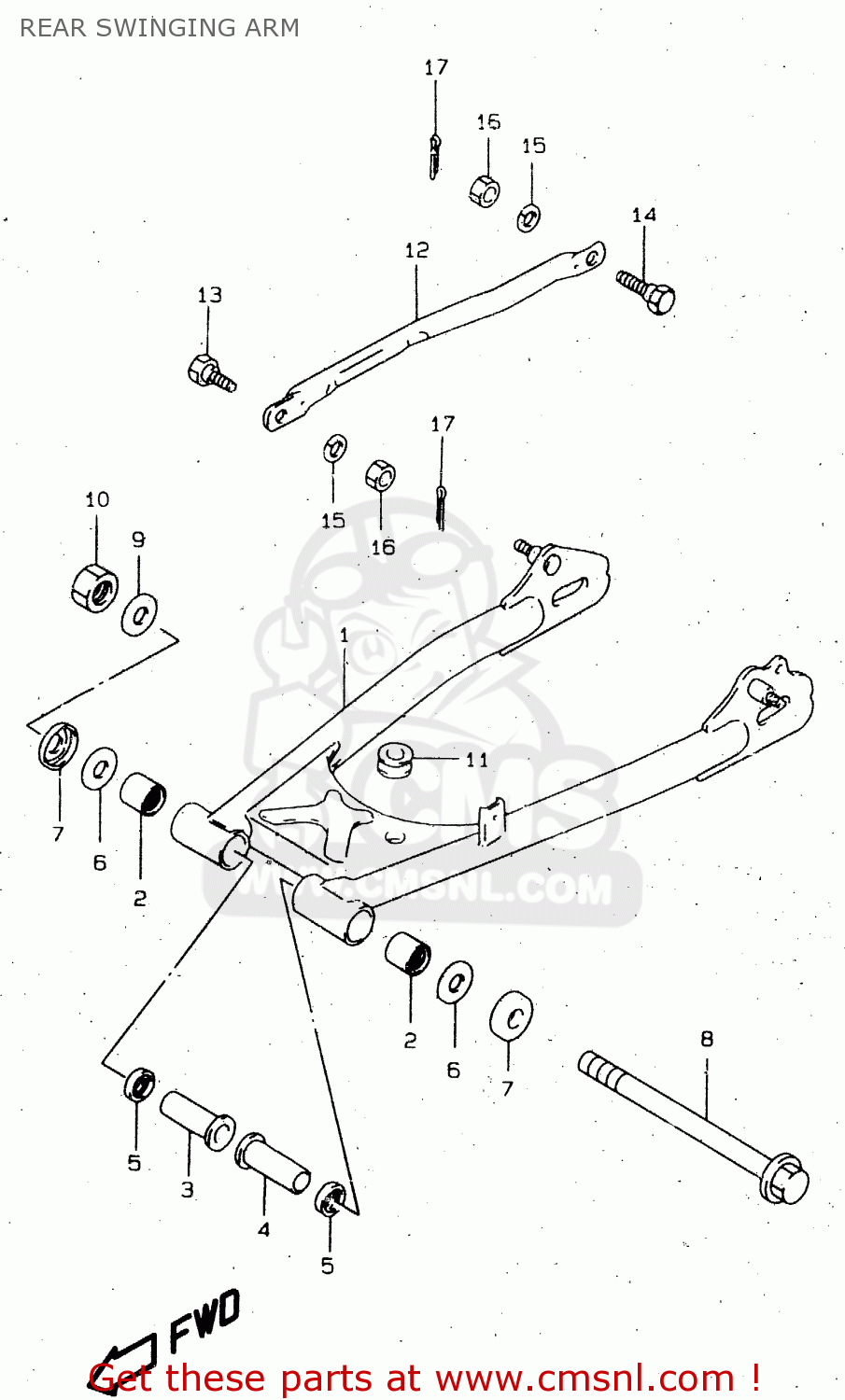 REAR SWINGING ARM GN250E 1996 (T) GENERAL (E01)