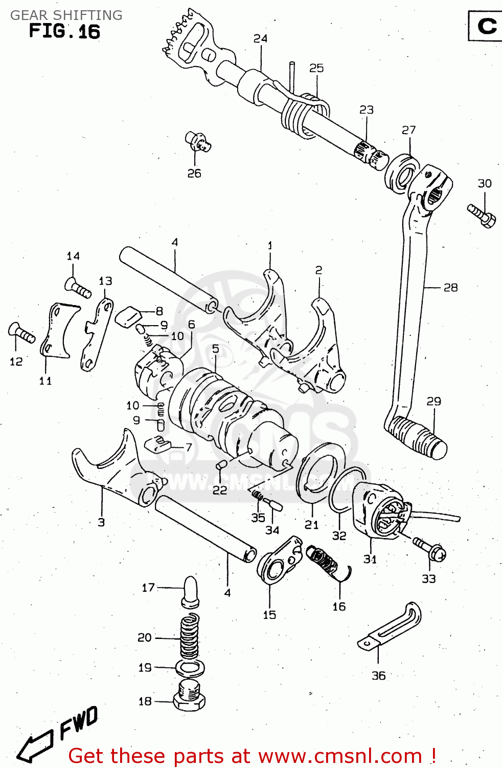 GEAR SHIFTING GN250E 1998 (W) GENERAL (E01)