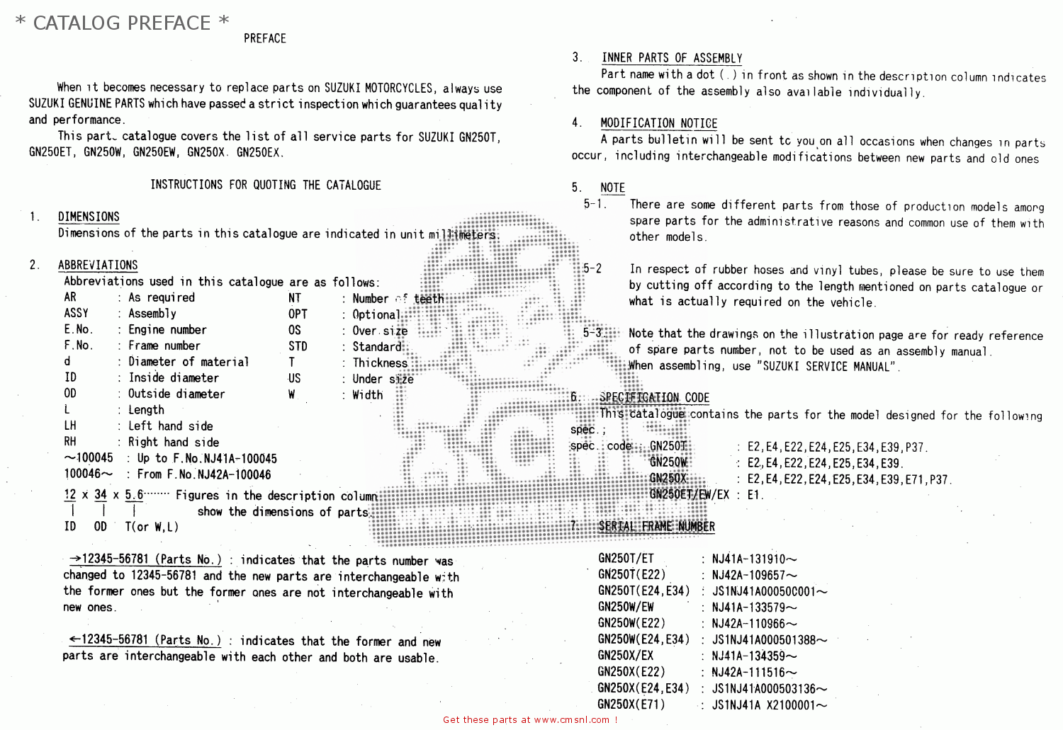 * CATALOG PREFACE * GN250E 1999 (X) GENERAL (E01)