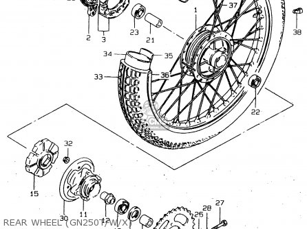 REAR WHEEL (GN250T/W/X) - GN250E 1999 (X) GENERAL (E01)