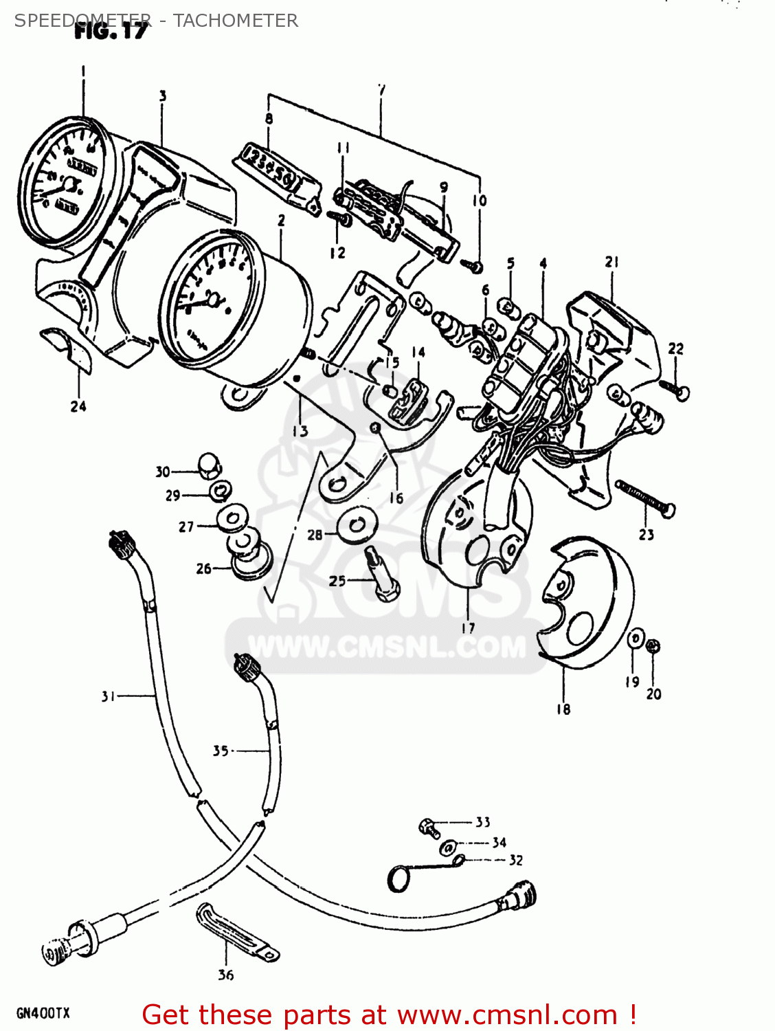 SPEEDOMETER - TACHOMETER GN400T 1981 (X) USA (E03)