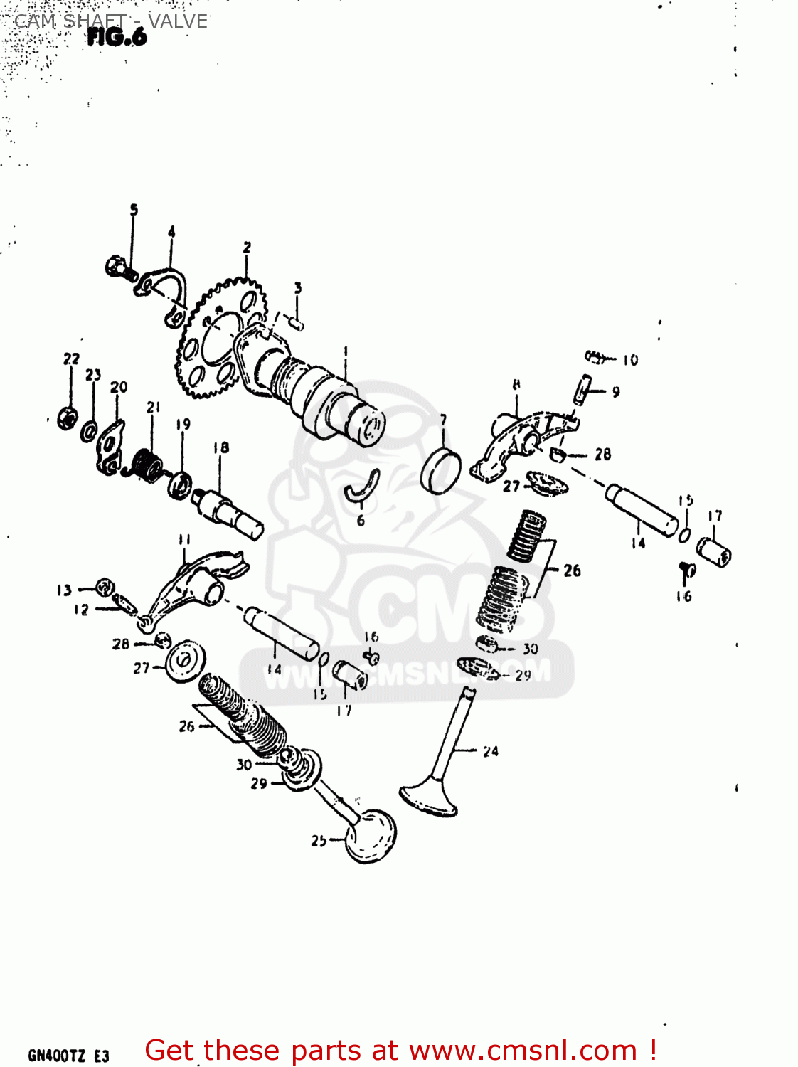 CAM SHAFT - VALVE GN400T 1982 (Z) USA (E03)