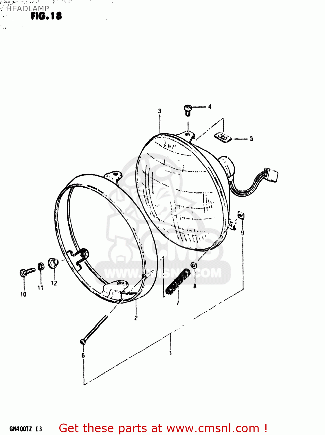 HEADLAMP GN400T 1982 (Z) USA (E03)