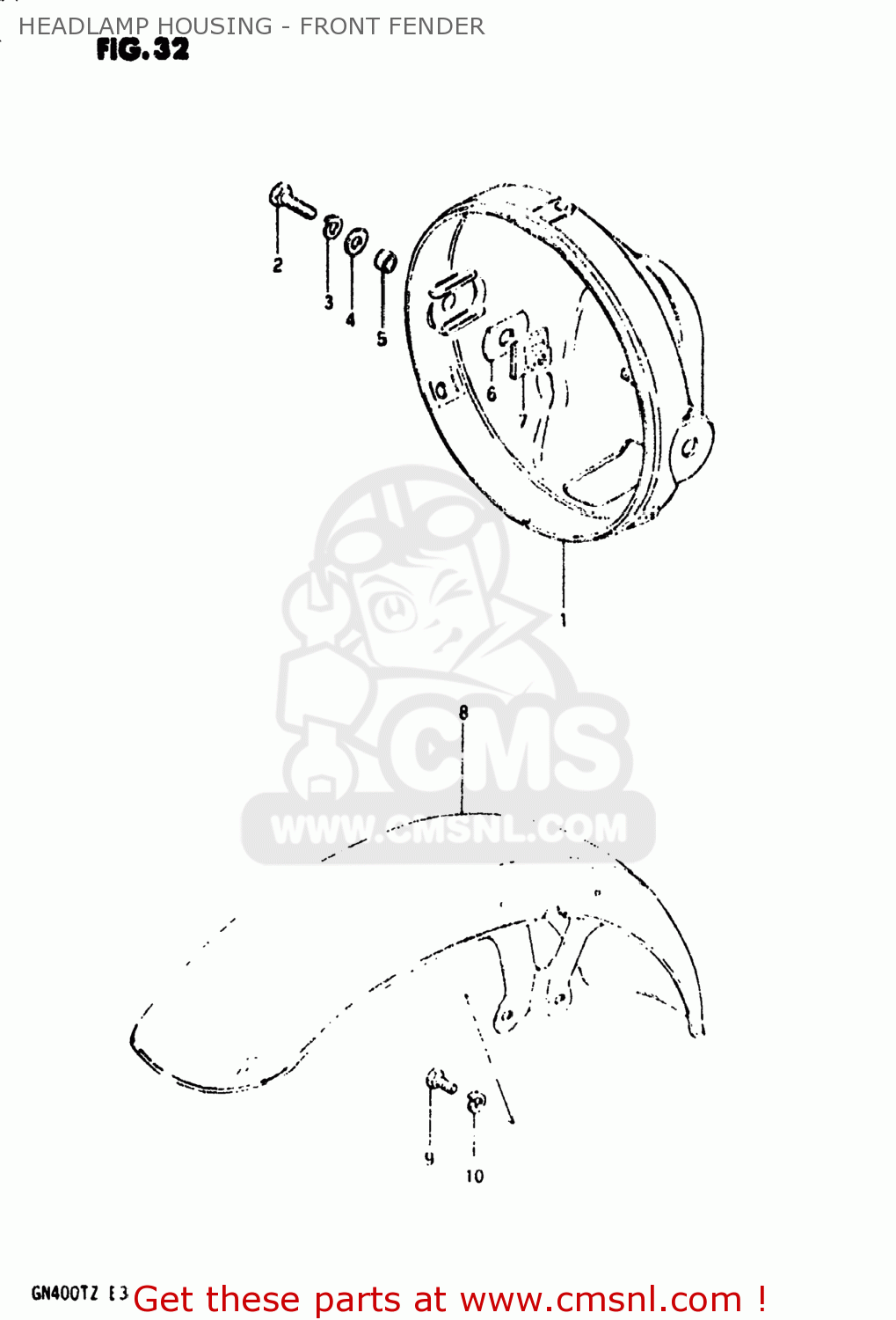 HEADLAMP HOUSING - FRONT FENDER GN400T 1982 (Z) USA (E03)