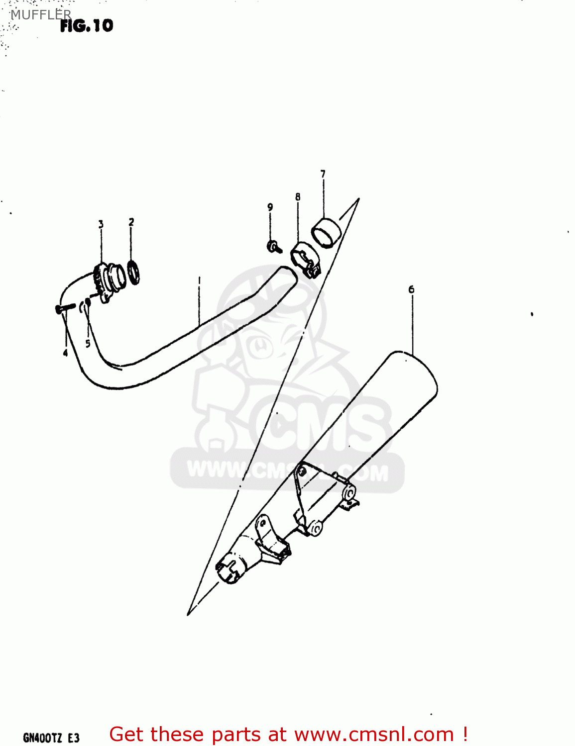 MUFFLER GN400T 1982 (Z) USA (E03)