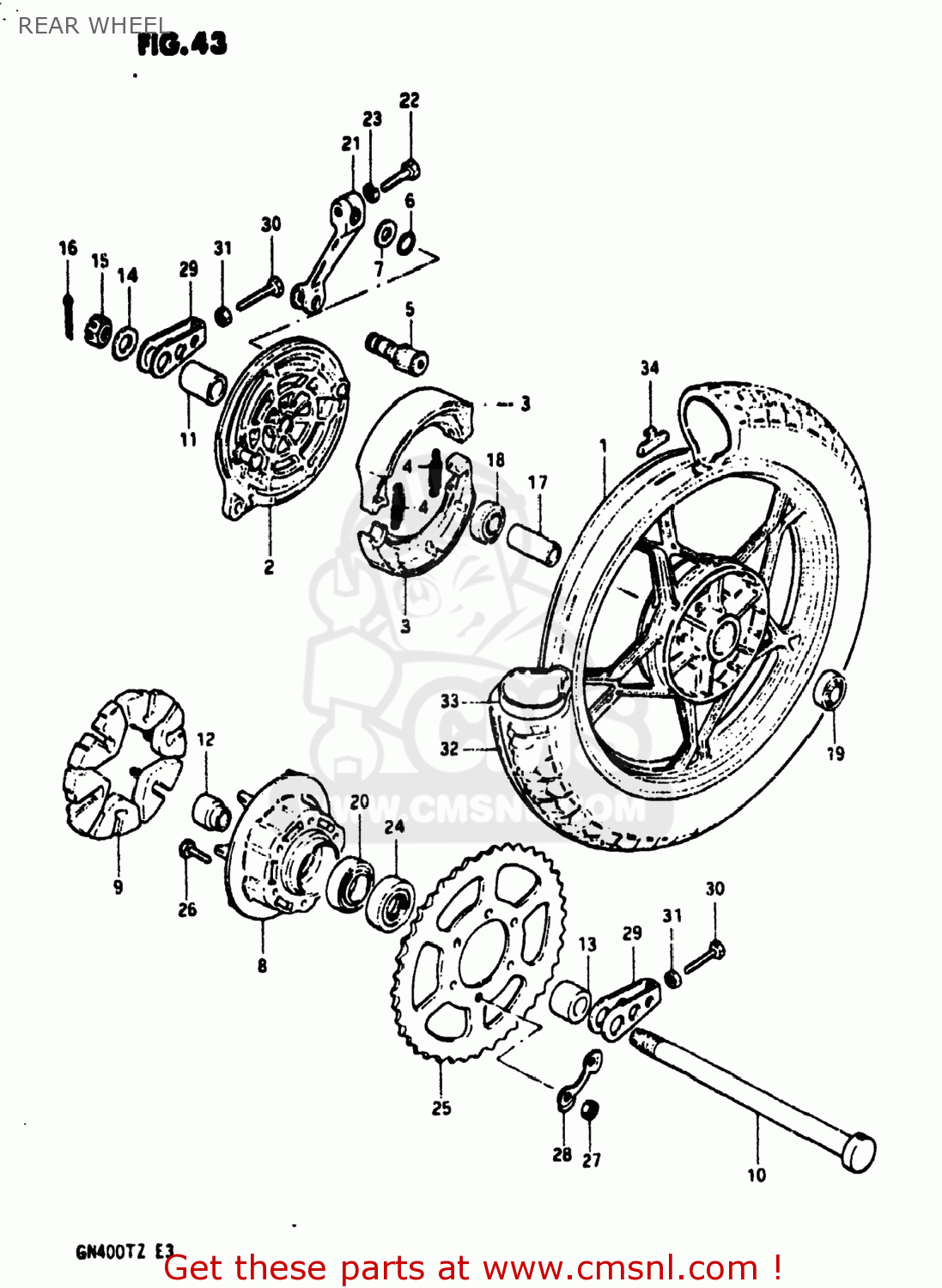 REAR WHEEL GN400T 1982 (Z) USA (E03)