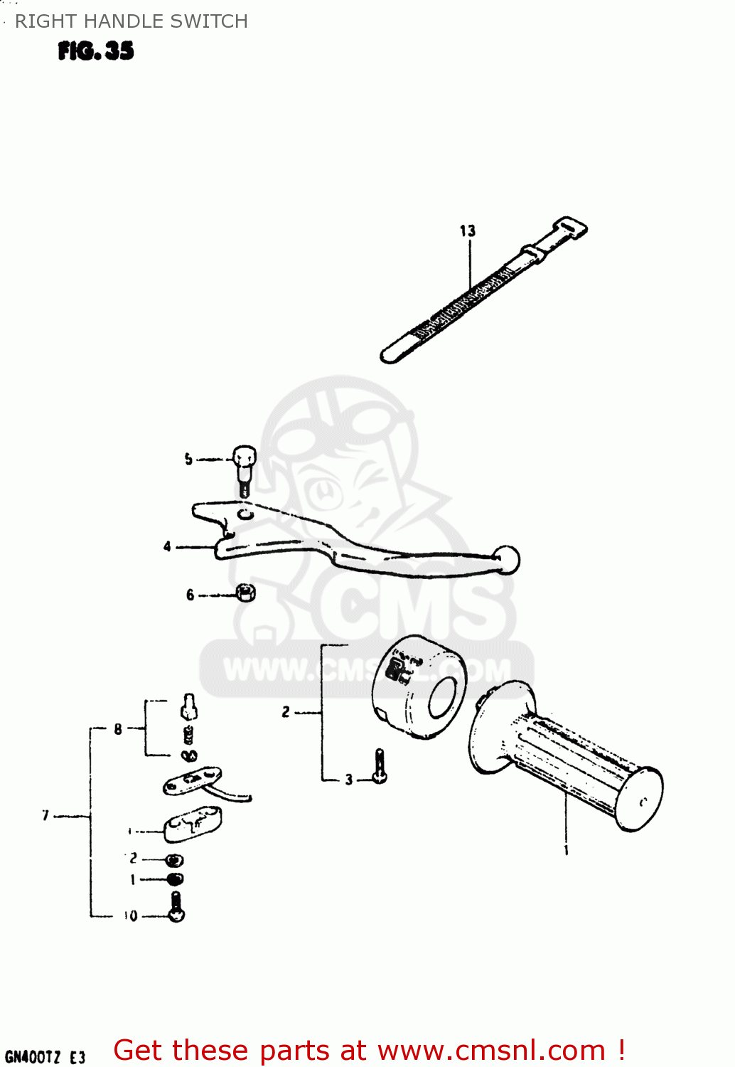RIGHT HANDLE SWITCH GN400T 1982 (Z) USA (E03)