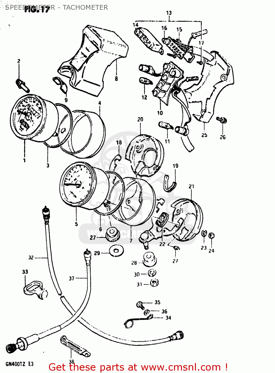 SPEEDOMETER - TACHOMETER GN400T 1982 (Z) USA (E03)