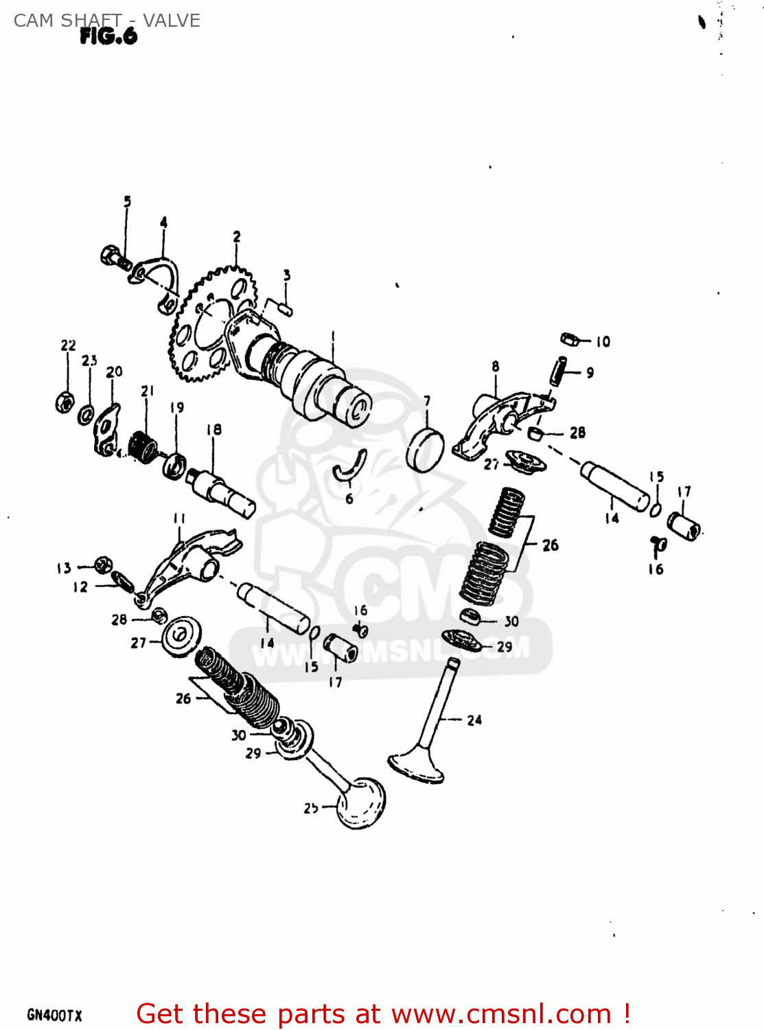 CAM SHAFT - VALVE GN400TX 1980 (T) USA (E03)