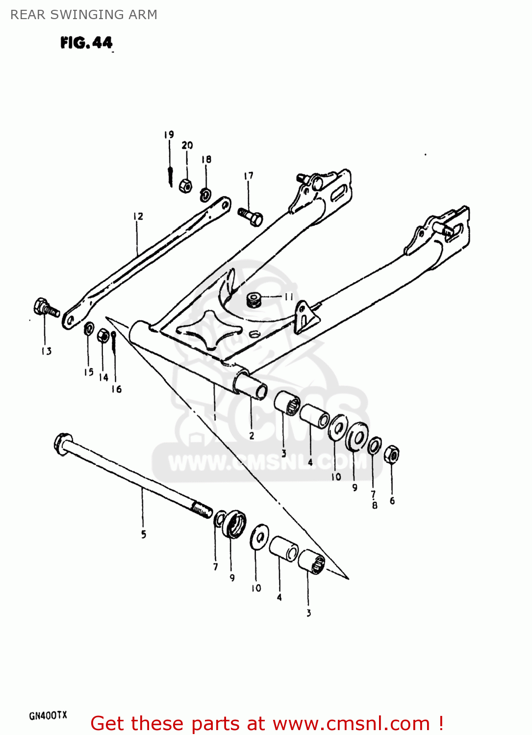 REAR SWINGING ARM GN400TX 1980 (T) USA (E03)