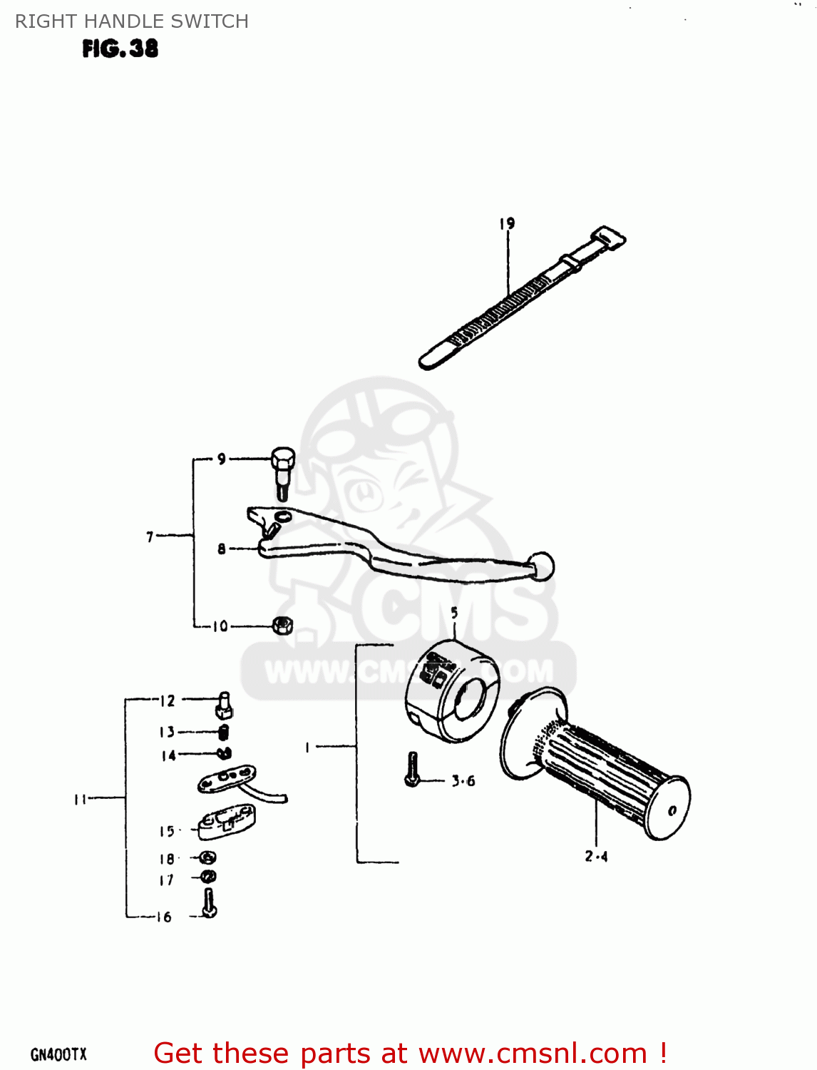 RIGHT HANDLE SWITCH GN400TX 1980 (T) USA (E03)