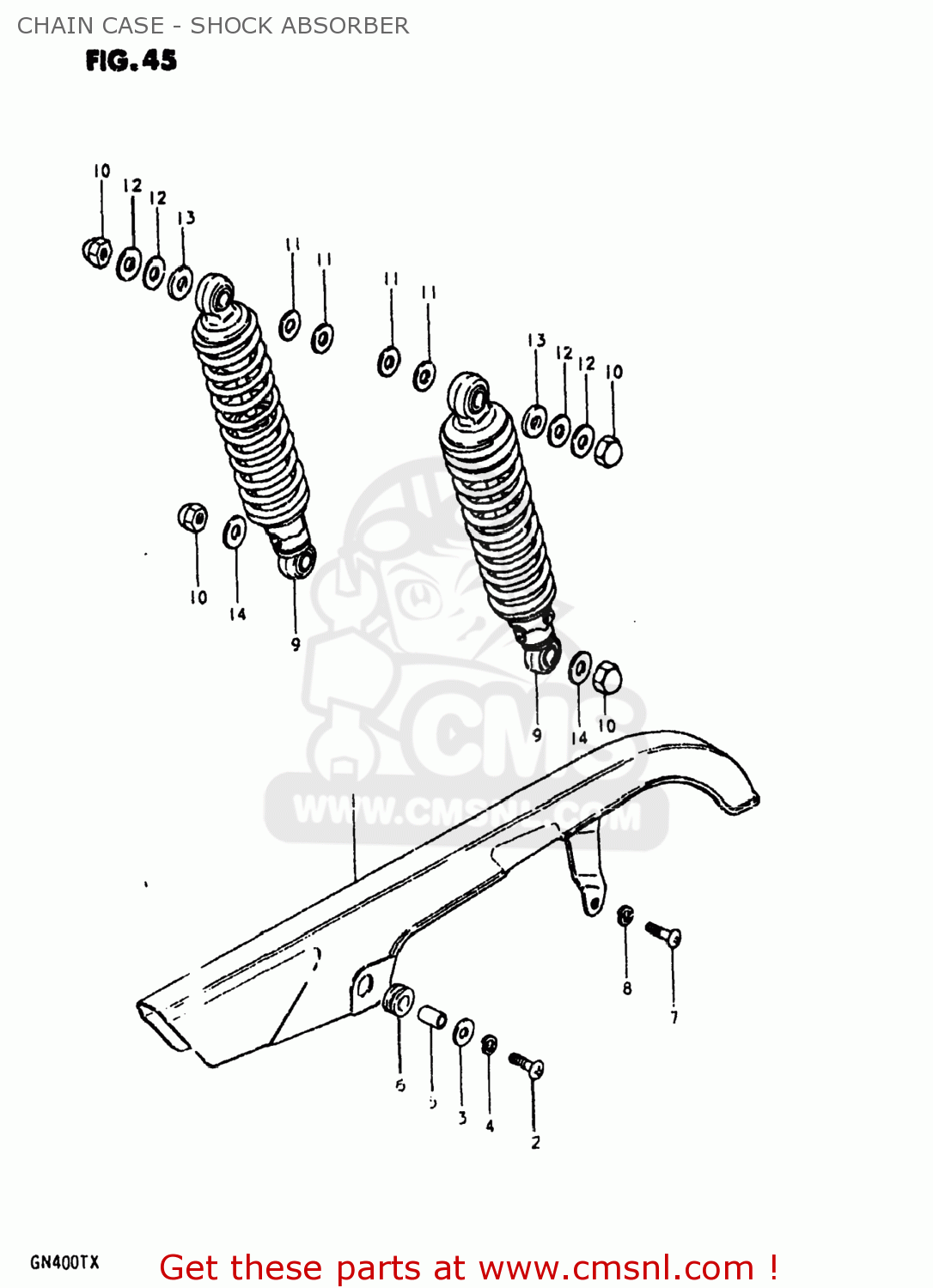 CHAIN CASE - SHOCK ABSORBER GN400TX 1981 (X) USA (E03)