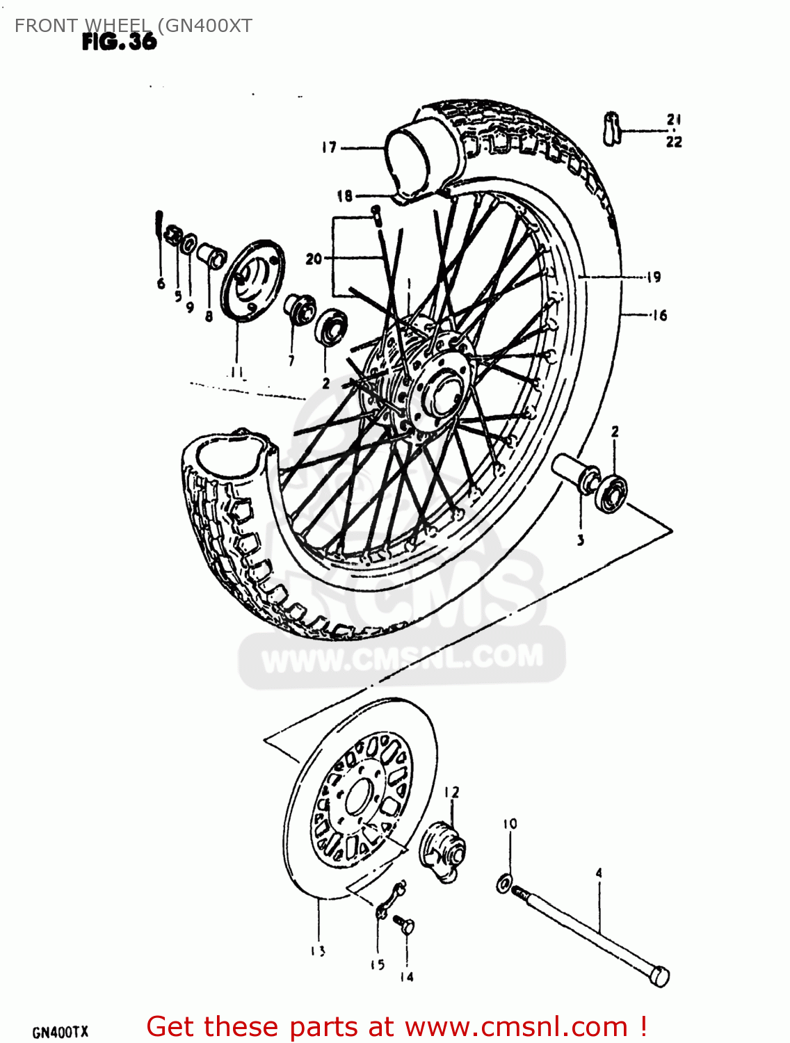 FRONT WHEEL (GN400XT GN400XT 1981 (X) USA (E03)