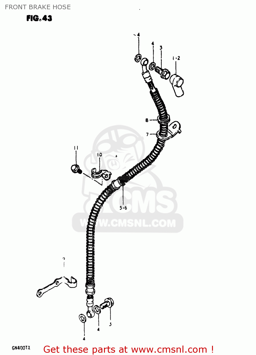 FRONT BRAKE HOSE GN400XX 1980 (T) USA (E03)