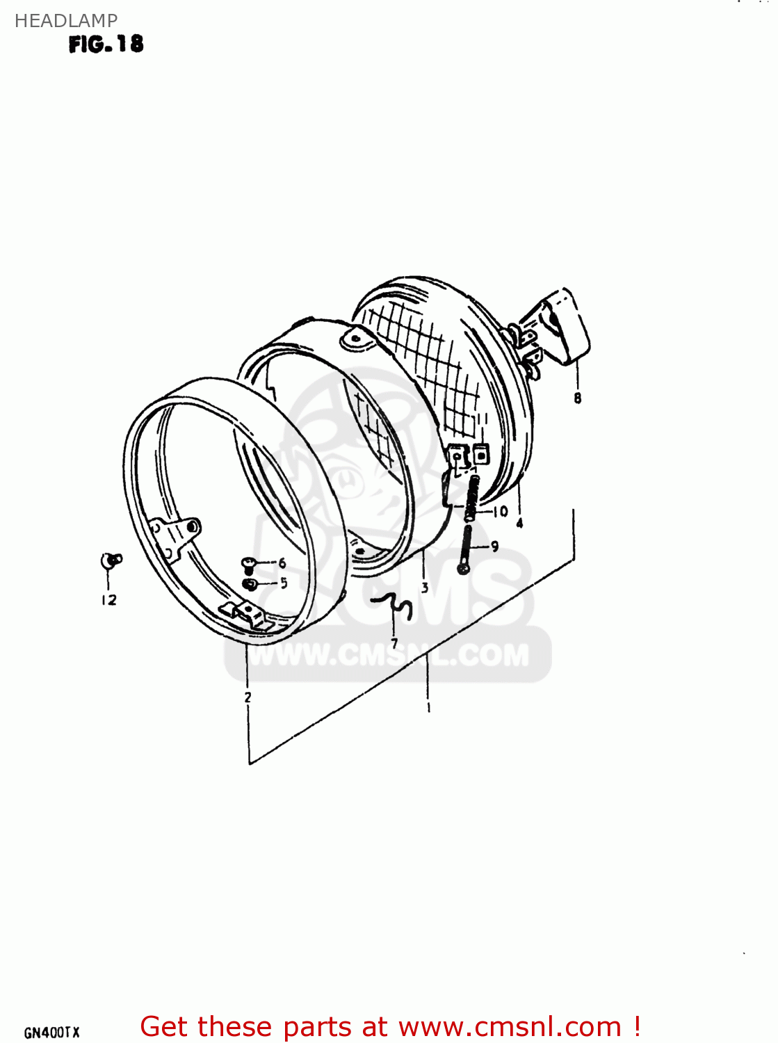 HEADLAMP GN400XX 1980 (T) USA (E03)