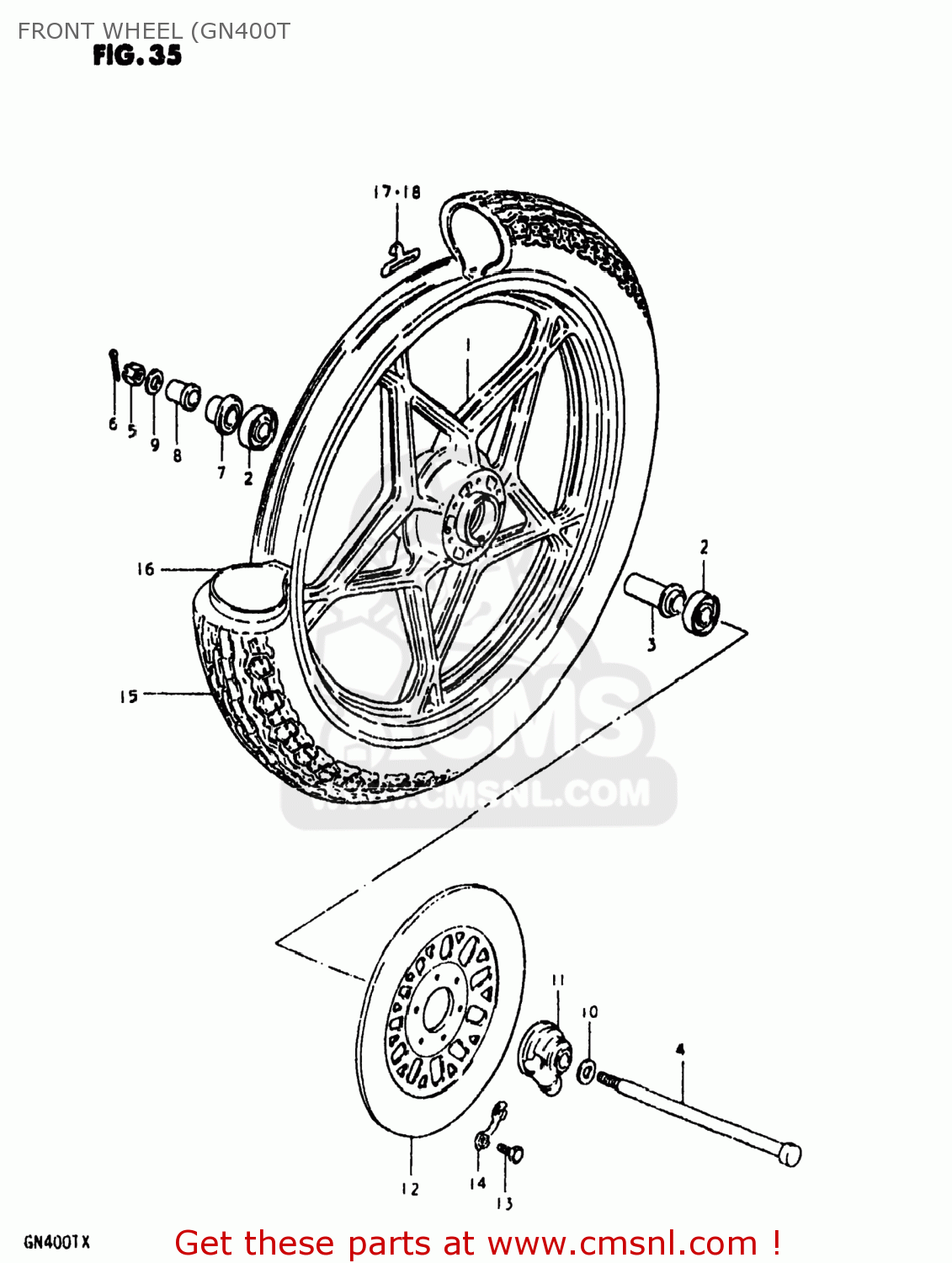 FRONT WHEEL (GN400T GN400XX 1981 (X) USA (E03)